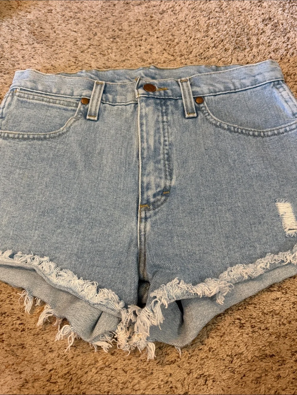 Wrangler Light Blue Denim Cutoff Shorts Frayed Hem Boot Barn Country Size 27